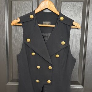 Vintage Louben Black Vest with Gold Buttons